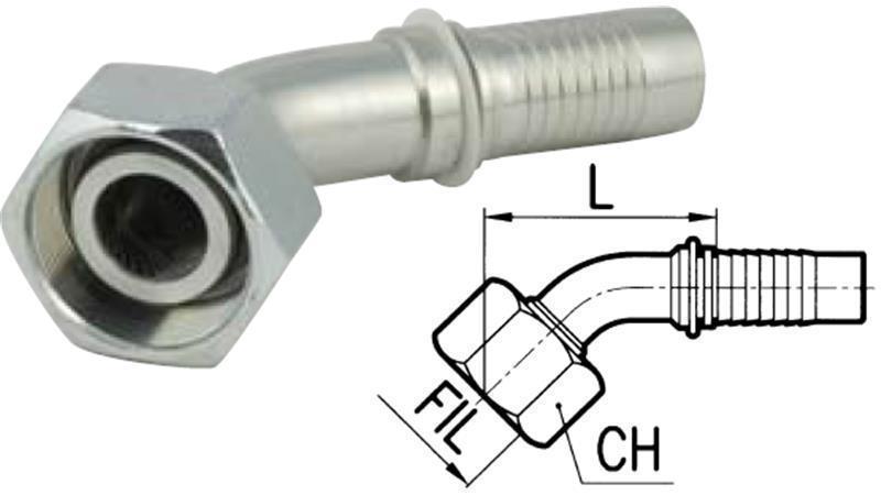 CONEXIÓN HIDRÁULICA DKOL 22 L CON CODO FEMENINO 45 DN19-M30X2