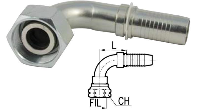 HYDRAULICKÉ PŘIPOJENÍ DKOS 14 S ŽENSKÝM LOKTEM 90* DN12-M22x1.5