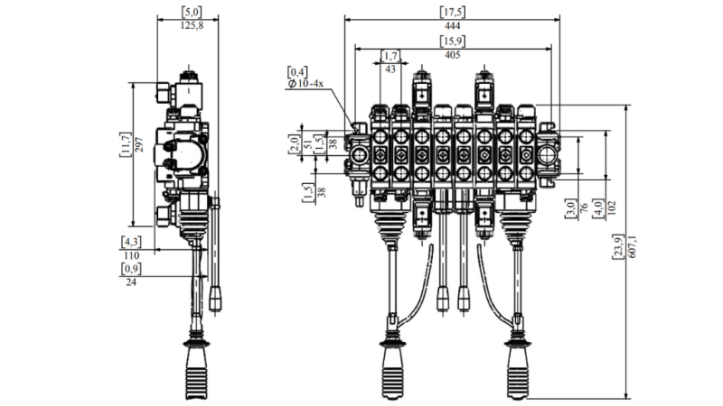 HIDRAULIČNI VENTIL HIAB 8xPC70 + 2x JOYSTICK 3 - ELEKTRIČNO UPRAVLJANJE 12V