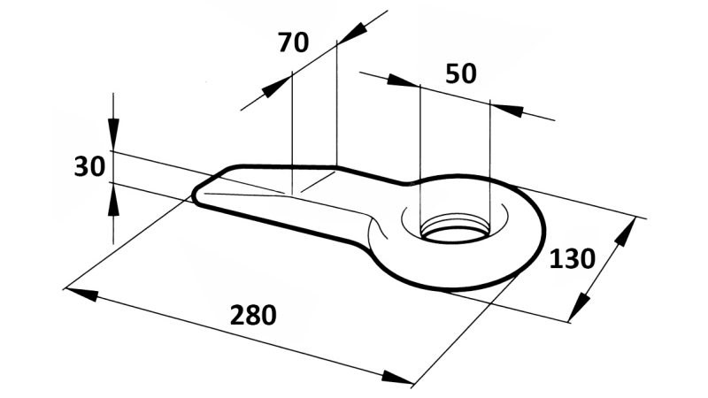 VUČNA KUKA FIKSNA FI50 70x30 L280 - 14000KG/2000KG