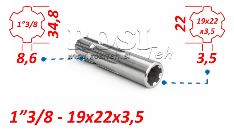 KARDANSKI ADAPTER OD 19x22x3,5 (10 ZUBA) NA 1-3/8 (120 mm)