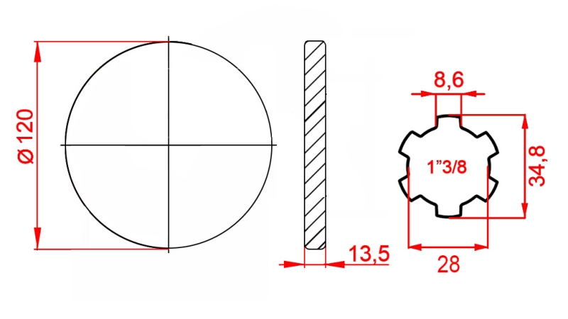 KARDANSKI ADAPTER S PRIRUBNICOM 1-3/8 (125 mm)