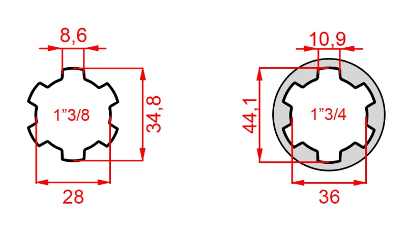 KARDANSKI ADAPTER S KLINOM OD 1-3/4 NA 1-3/8 (165 mm)