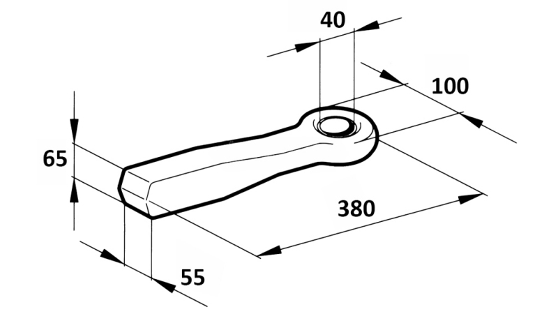 VUČNA KUKA FIKSNA FI40 55x65 L380 - 10000KG/1500KG