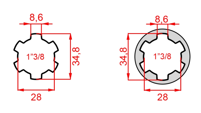 KARDANSKI ADAPTER S KLINOM OD 1-3/8 NA 1-3/8 (150 mm)