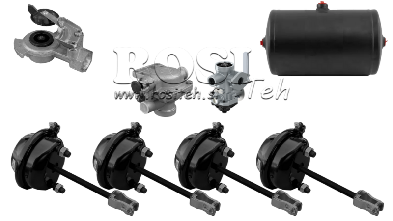 SET ZRAČNIH KOČNICA ZA PRIKOLICU KOMPLET JEDNOKRUŽNI SISTEM 4 CILINDRI