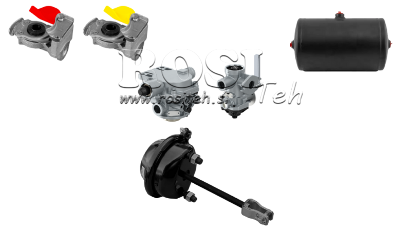 SET ZRAČNIH KOČNICA ZA PRIKOLICU KOMPLET DVO KRUŽNI SISTEM 1 CILINDAR