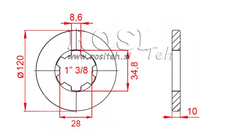KARDANSKI ADAPTER S PRIRUBNICOM I KLINOM 1-3/8 (80 mm)