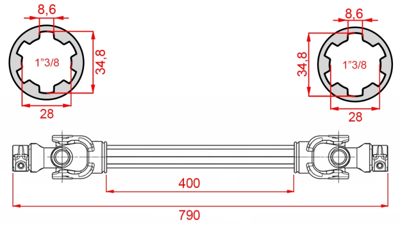 ECO KARDANSKA OSOVINA 790mm 35-60KS STANDARD