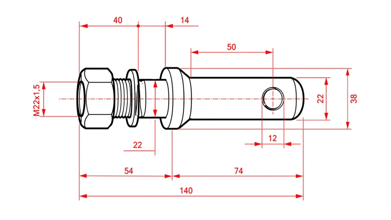 MONTAŽNI KLIN fi22mm SA NAVOJEM M22x1,5