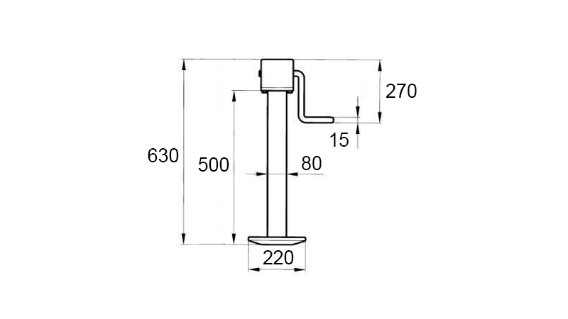 NAVOJNA POTPORNA NOGA (VISINA 630 mm - HOD 350 mm) - 1.800 kg
