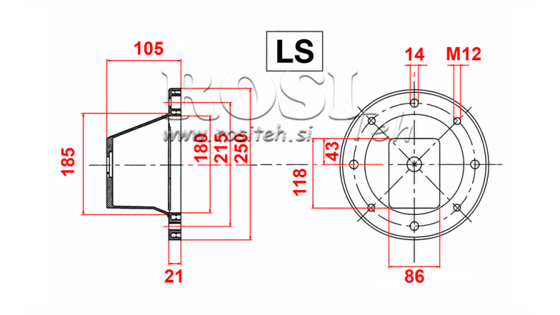 HIDRAULIČNA PRIRUBNICA - ZVON LS 252 (EM 2,2-4 kW / GR2)