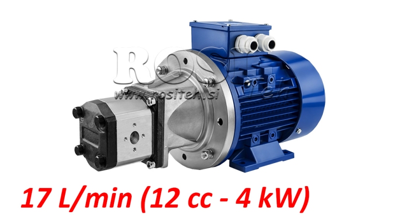 HIDRAULIČNI SKLOP PUMPE GR.2 12 ccm + ELEKTRO MOTOR 3faz - 4 KW (pretok = 17 lit/min)