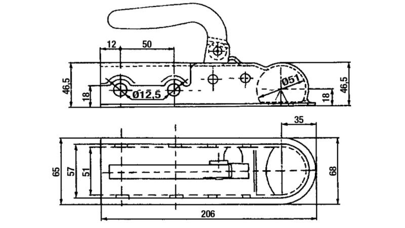 VLEČNA KLJUKA ZA AUTO PRIKOLICU OKUGLA FI50