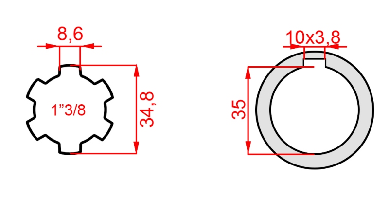 KARDANSKI ADAPTER 1-3/8 - RUPA fi 35 mm (160 mm)