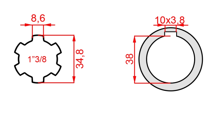 KARDANSKI ADAPTER 1-3/8 - RUPA fi 38 mm (160 mm)