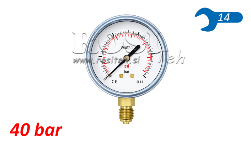 MANOMETAR DN63 VERTICAL 0 - 40 BAR - 1/4