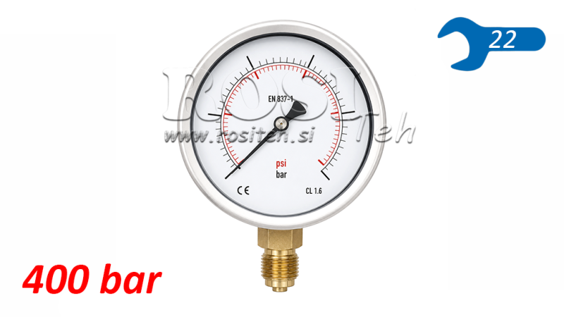 MANOMETAR DN100 VERTICAL 0 - 400 BAR - 1/2