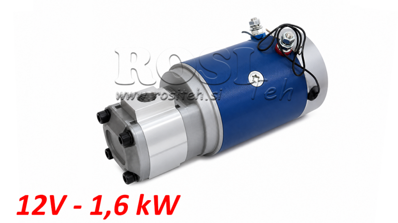 HIDRAULIČNI SKLOP PUMPE GR.1 + ELEKTRO MOTOR 12V 1,6kW = 2,5cc - 6,6lit