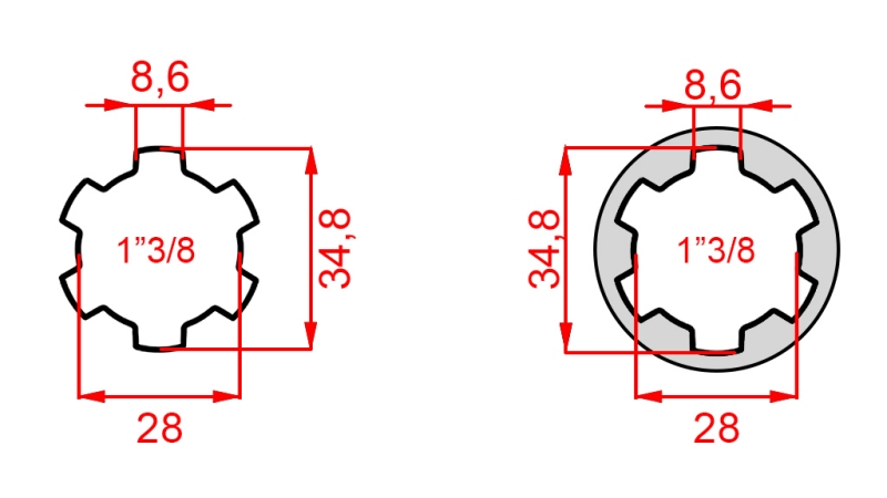 KARDANSKI ADAPTER OD 1-3/8 NA 1-3/8 (150 mm)