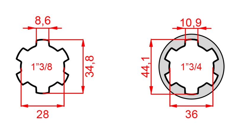 KARDANSKI ADAPTER OD 1-3/4 NA 1-3/8 (165 mm)