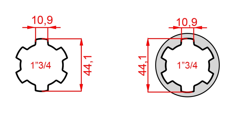 KARDANSKI ADAPTER OD 1-3/4 NA 1-3/4 (165 mm)