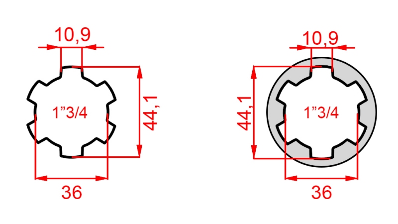 KARDANSKI ADAPTER OD 1-3/4 NA 1-3/4 (165 mm)