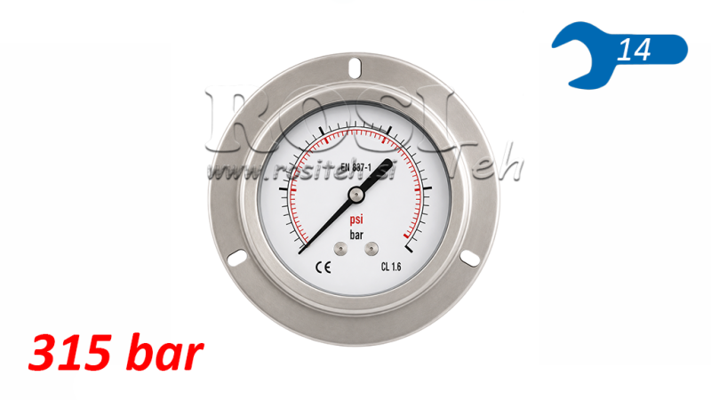 MANOMETAR DN63 REAR 0 - 315 BAR - 1/4