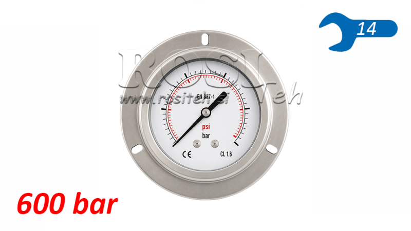 MANOMETAR DN63 REAR 0 - 600 BAR - 1/4