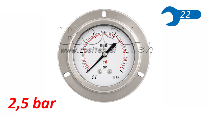 MANOMETAR DN100 REAR 0 - 2,5 BAR - 1/2