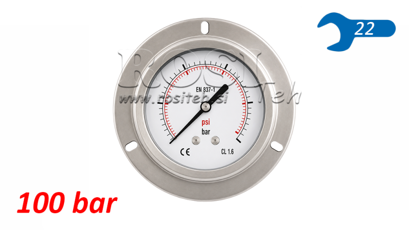 MANOMETAR DN100 REAR 0 - 100 BAR - 1/2