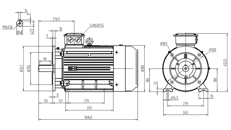 22kW-ELEKTRO MOTOR Y3 180L-4_1470 okr 3Faz nogice+prirubnica-B3B5