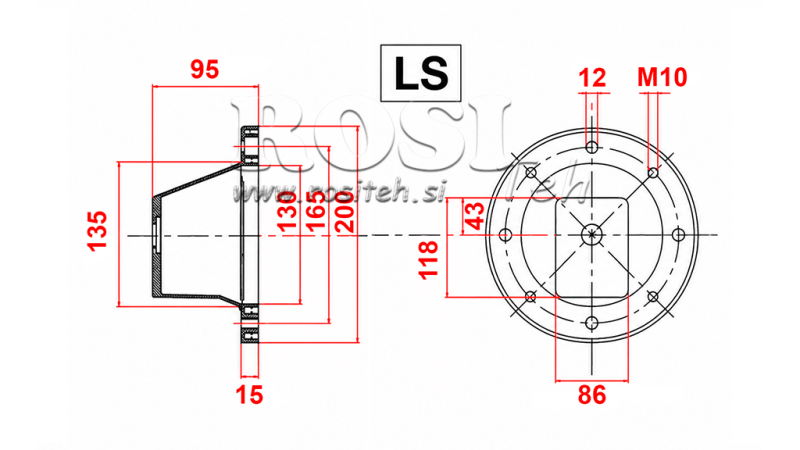 HIDRAULIČNA PRIRUBNICA - ZVON LS203 (EM0,55-1,5kW/GR2)