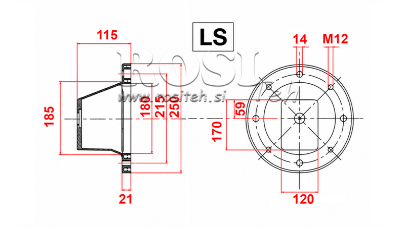 HIDRAULIČNA PRIRUBNICA - ZVON LS255 (EM2,2-4kW/GR3)