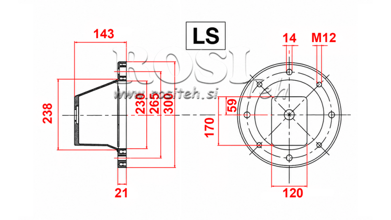 HIDRAULIČNA PRIRUBNICA - ZVON LS302 (EM5,5-9kW/GR3)