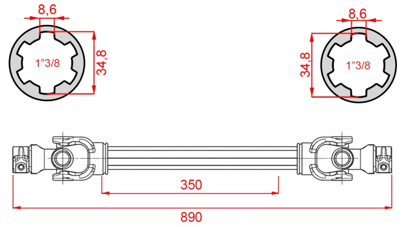 ECO KARDANSKA OSOVINA 890mm 30-75KS STANDARD