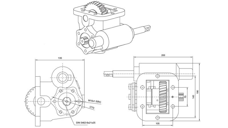 Dimenzije POGON HIDRAULIČNE PUMPE - ZF- MB 800 STRANA
