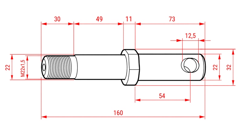 MONTAŽNI KLIN fi22mm SA PRODUŽENIM NAVOJEM M22x1,5