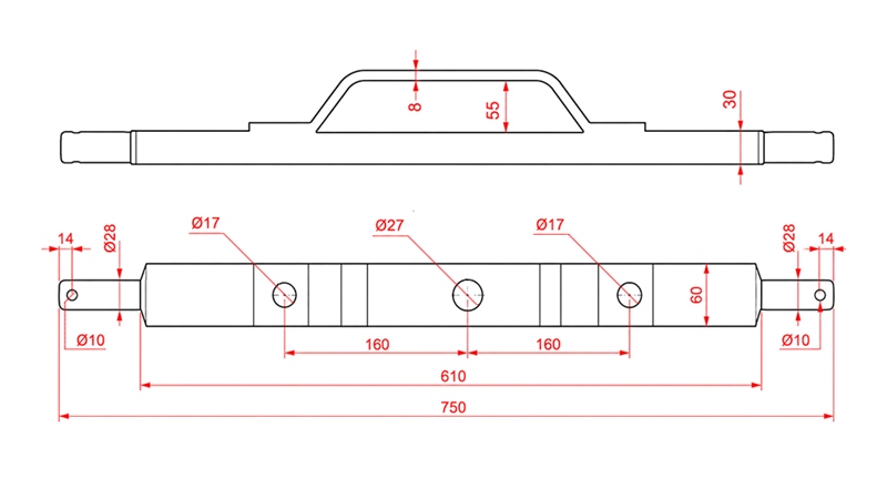 TRAKTORSKA PREČKA HIDRAULIKE 2.KAT SA NOSAČEM L-750mm