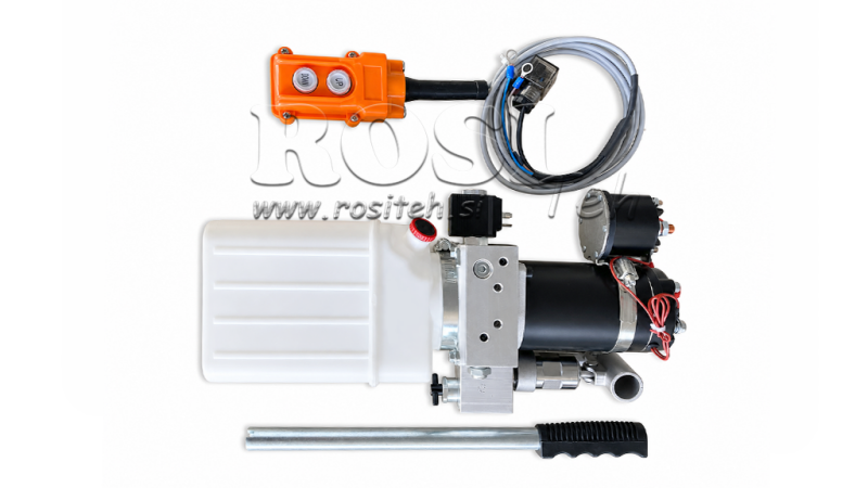 MINI HIDRAULIČNI AGREGAT 12V DC - 0,8kW = 0,5cc - 1,5 lit - JEDNOSMJERNI SKLOP SA RUČNOM PUMPOM (PVC)