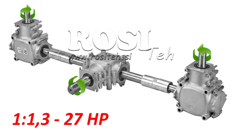 KOMPLET REDUKTORA 1:1,3 (27HP-20kW) ZA RASIPAČ STAJSKOG GNOJA L:450 - ALU