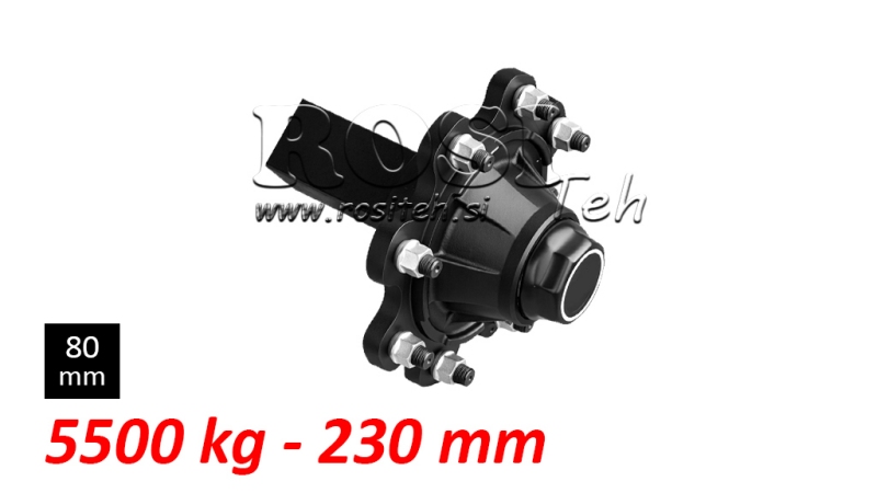 POLUOSOVINA BEZ KOČNICA - 5500 kg (8 VIJAKA) - 230 mm