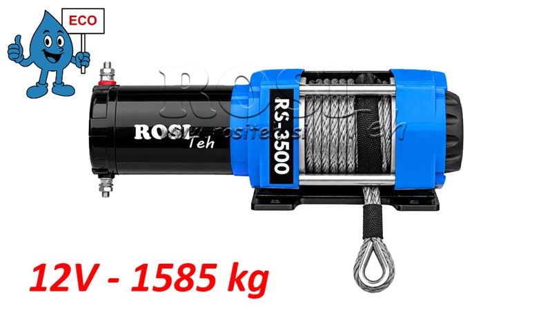 12 V ELEKTRIČNO VITLO RS-3500 - 1585 kg - SINTETIČKO UŽE - ECO