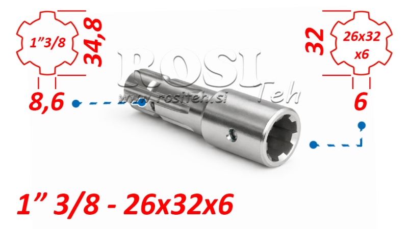 KARDANSKI ADAPTER OD 26x32x6 (6 ZUBA) NA 1-3/8 (145 mm)