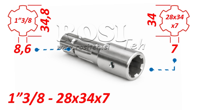 KARDANSKI ADAPTER OD 28x34x7 (6 ZUBA) NA 1-3/8 (145 mm)
