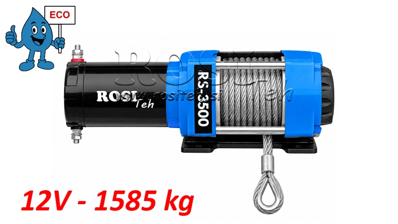 12 V ELEKTRIČNO VITLO RS-3500 - 1585 KG - ČELIČNO UŽE - ECO
