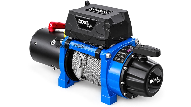 12 V ELEKTRIČNO VITLO RS-8000 - 3620 KG - ČELIČNO UŽE - ECO