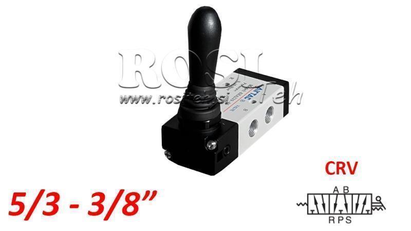 PNEUMATSKI RUČNI VENTIL 5/3 3/8 PRT-1053-CRV POVRATNI S OPREMOM