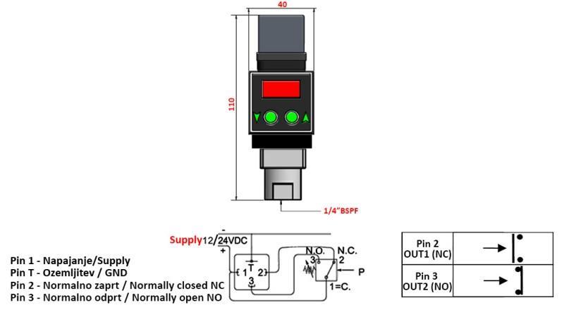 ELEKTRONSKI PREKIDAČ PRITISKA FL55 0-200 BAR (MAX.500BAR)