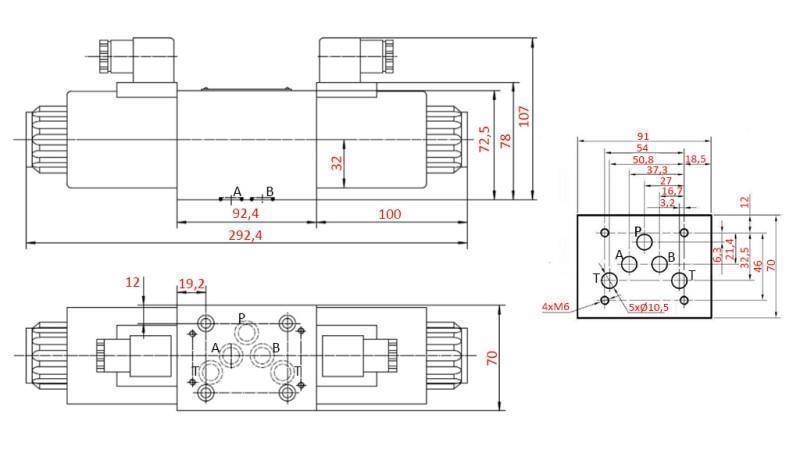 HIDRAULIČKI ELEKTROMAGNETNI VENTIL KV-4/3 CETOP 5 12/24/230V N3